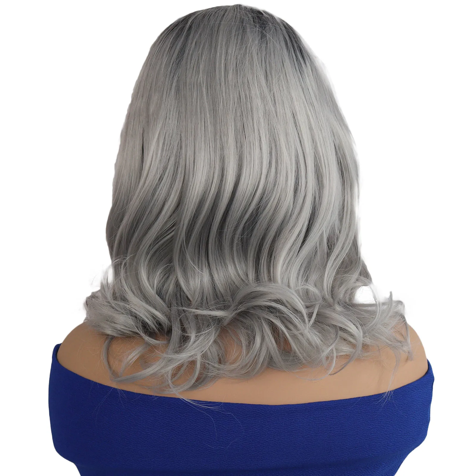 Synthetic 13*3 Lace Front Wig fashion Short Grey Natural Wave Lace Front Wig Suitable for Women's Daily Party Up Wig
