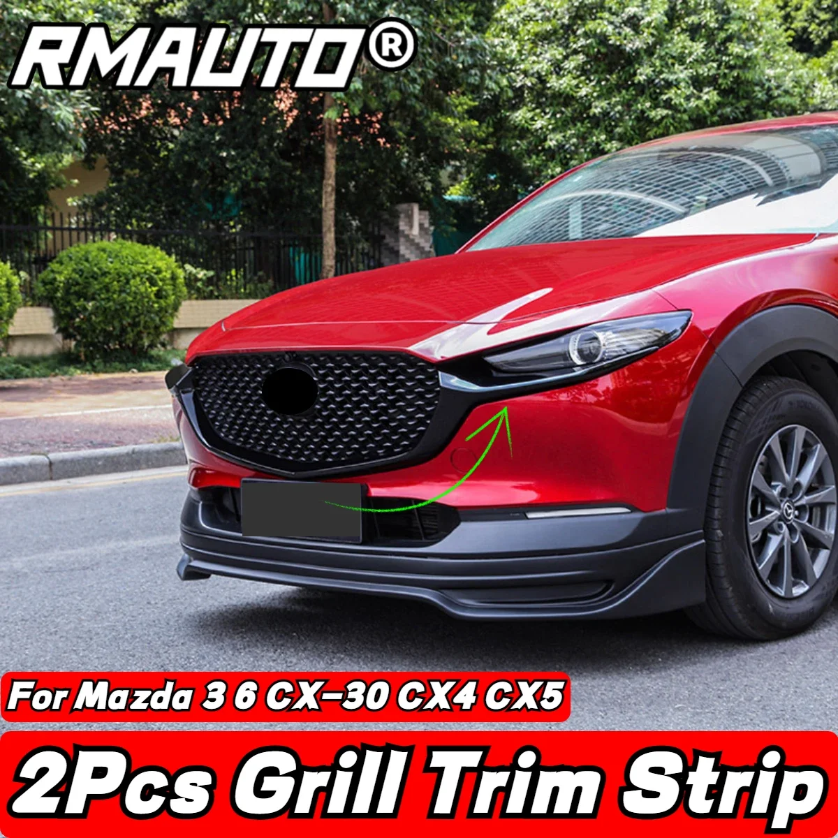 For Mazda Grille Strip Trim Glossy Black Grill Trim Cover For Mazda 3 Axela For Mazda 6 Atenza For Mazda CX-30 For Mazda CX4 CX5