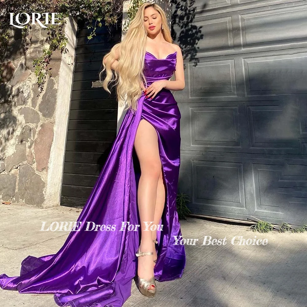 

LORIE Mermaid Evening Dresses Corset High Split Saudi Prom Dresses Strapless Backless Ruched Clebrity Party Gown 2024 Club Dress