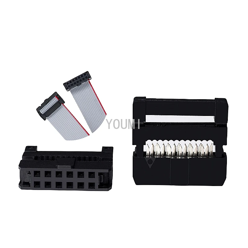 5Sets 2.0 FC-6-50Pin 8P 10P 12P 14P IDC Socket Pin Dual Row Pitch 2.0mm IDC Connector Cable Socket Plug Ribbon Cable Connector