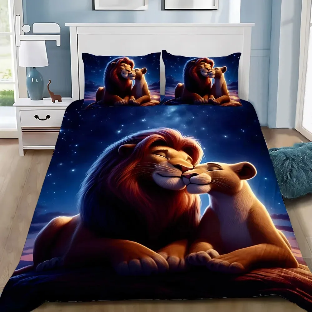 The Lion King duvet cover with pillowcase, Disney cartoon print, home bedding set, multiple sizes, kids gift bedroom décor