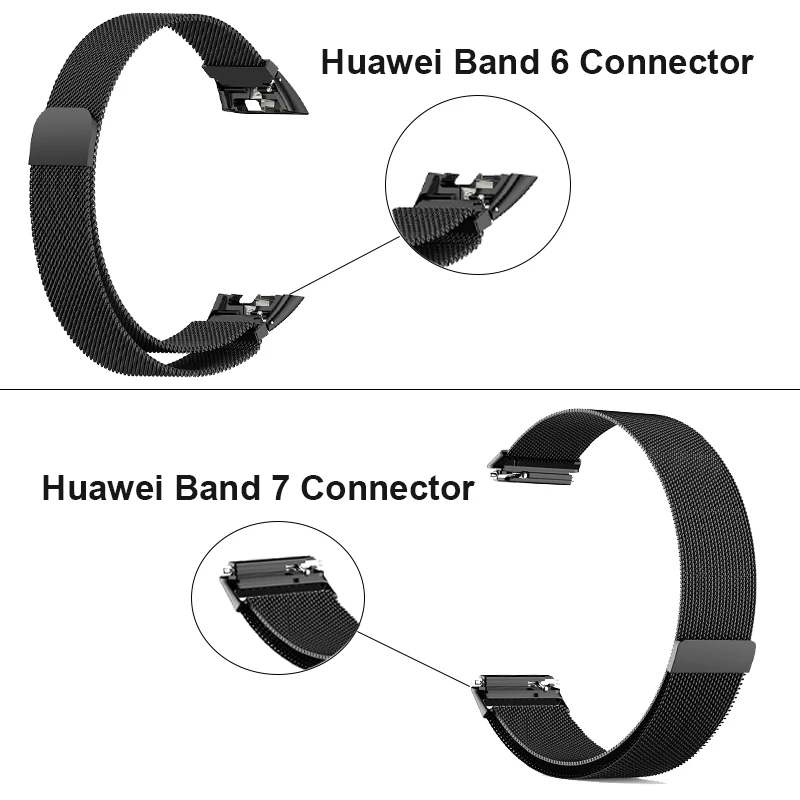 Metalowy pasek do zegarka Huawei Band 6 7 Band Honor 6 bransoletka z TPU Case Screen Protector miękka folia Huawei magnetyczny pasek pętli