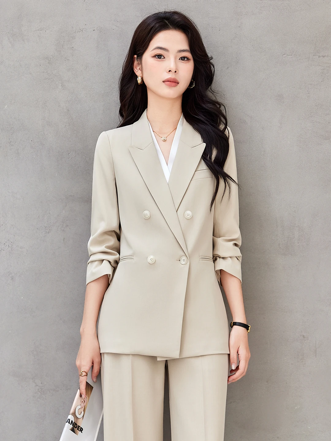 British Style Formal Workwear OL Suit Jacket Women's Commute Professional Coat Autumn New Elegant Business Set Polyester Fiber