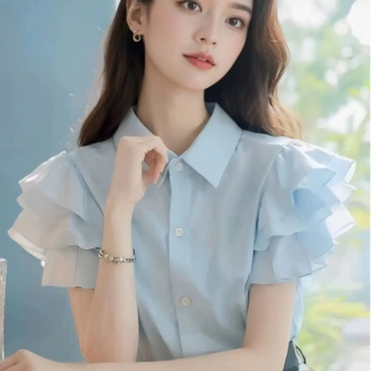 

Ele Beautiful Summer irt Women's Faionable Unique Sweet Lovely Lace Trim Top Korean Sle Loose Fit ort Sve