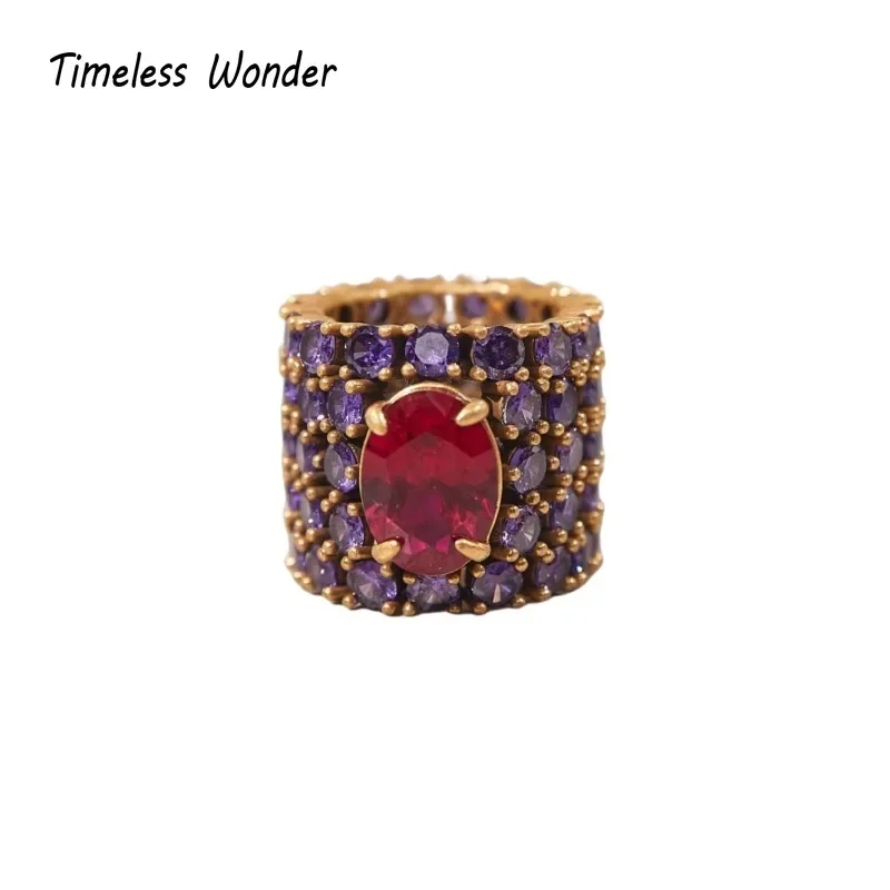

Timeless Wonder Vintage Zircon Geo Cocktail Rings for Women Designer Jewelry Top Party Trendy Runway Gift Rare Fancy Mix 6443