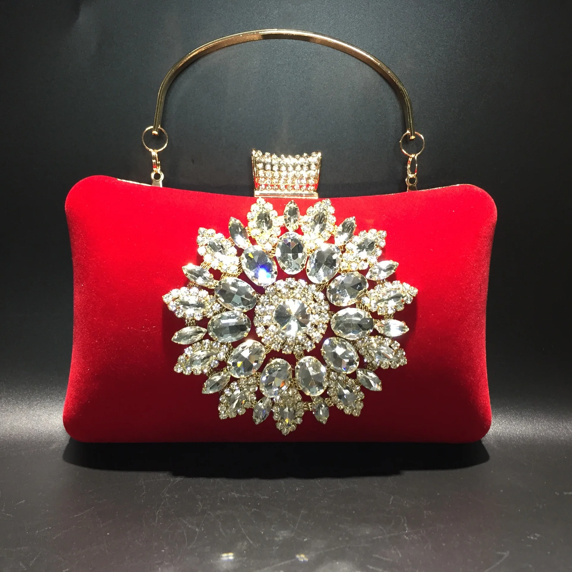 Lady Velvet Crystals Evening Purse Bags Women Shinny Diamonds Clutches Metal Purse And Handbags Wedding Party Jewels Tote
