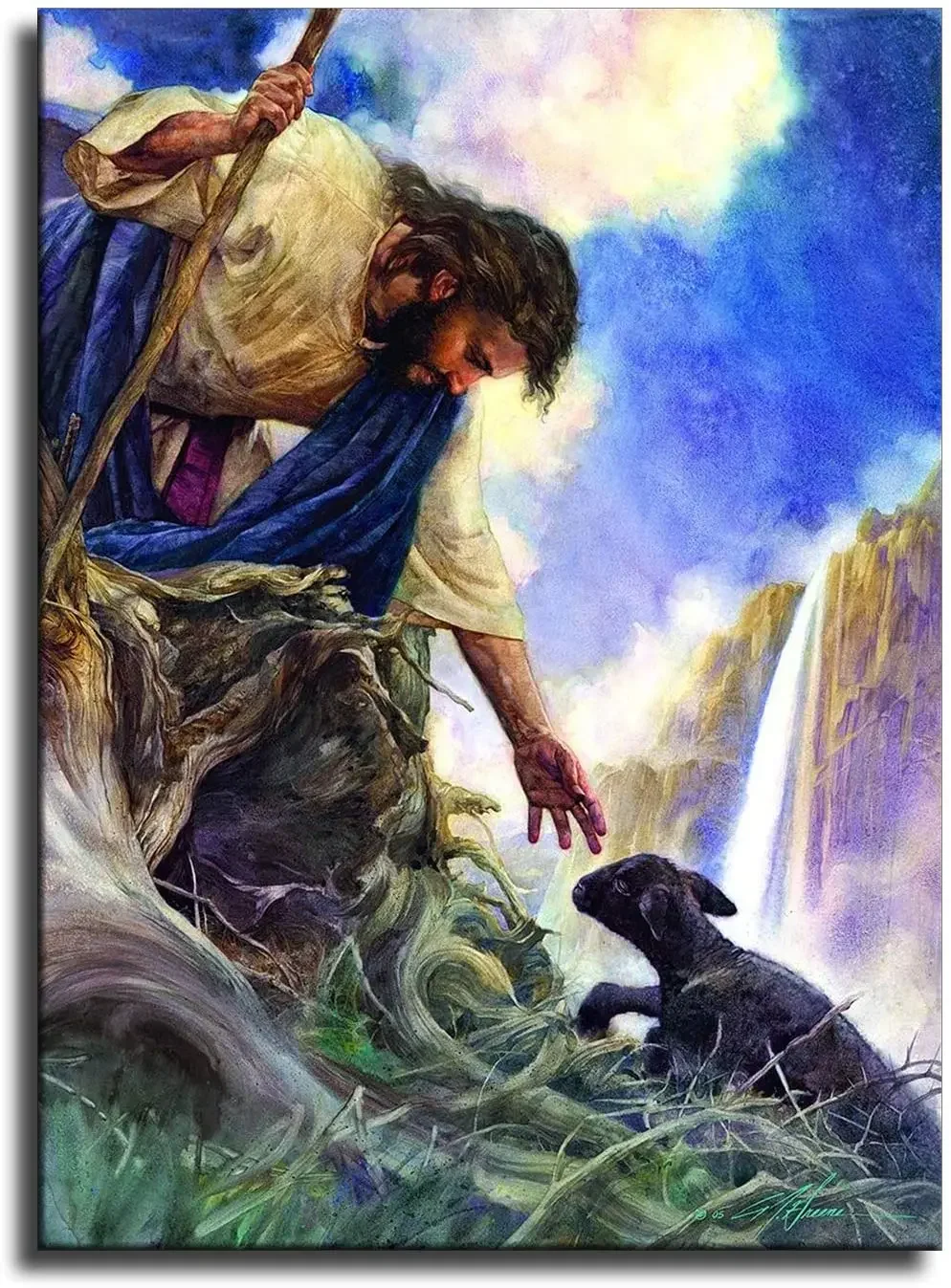 

Jesus Reaching for Black Poster Wall Art Canvas Prints