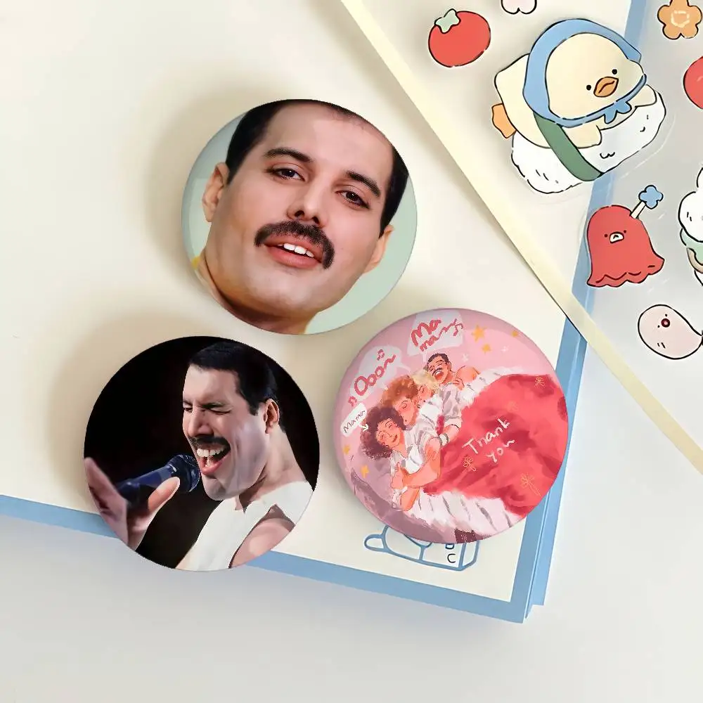M-Mercury Freddie Q-Queen Badges Fashion New Hip Hop Versatile Round Metal Badge Cartoon Pin Gift Wholesale