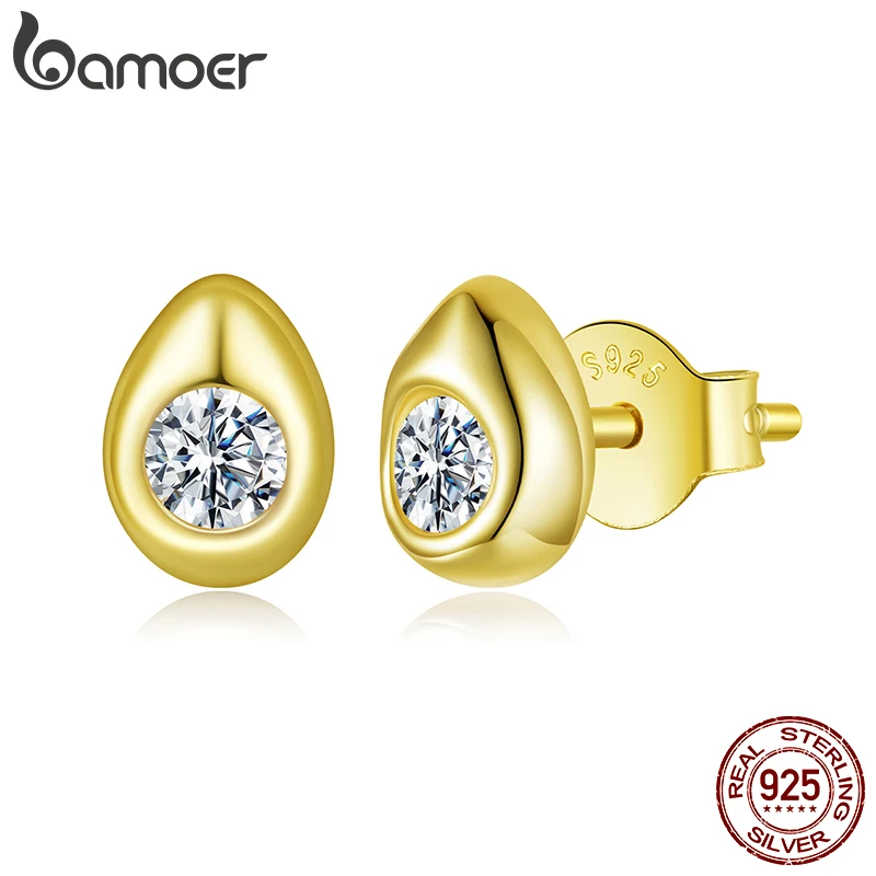 

Серьги-гвоздики BAMOER с каплевидным муассанитом, позолоченные 18 карат, круглая огранка, созданные в лаборатории бриллианты для женщин, серьги 925 пробы, гипоаллергенные