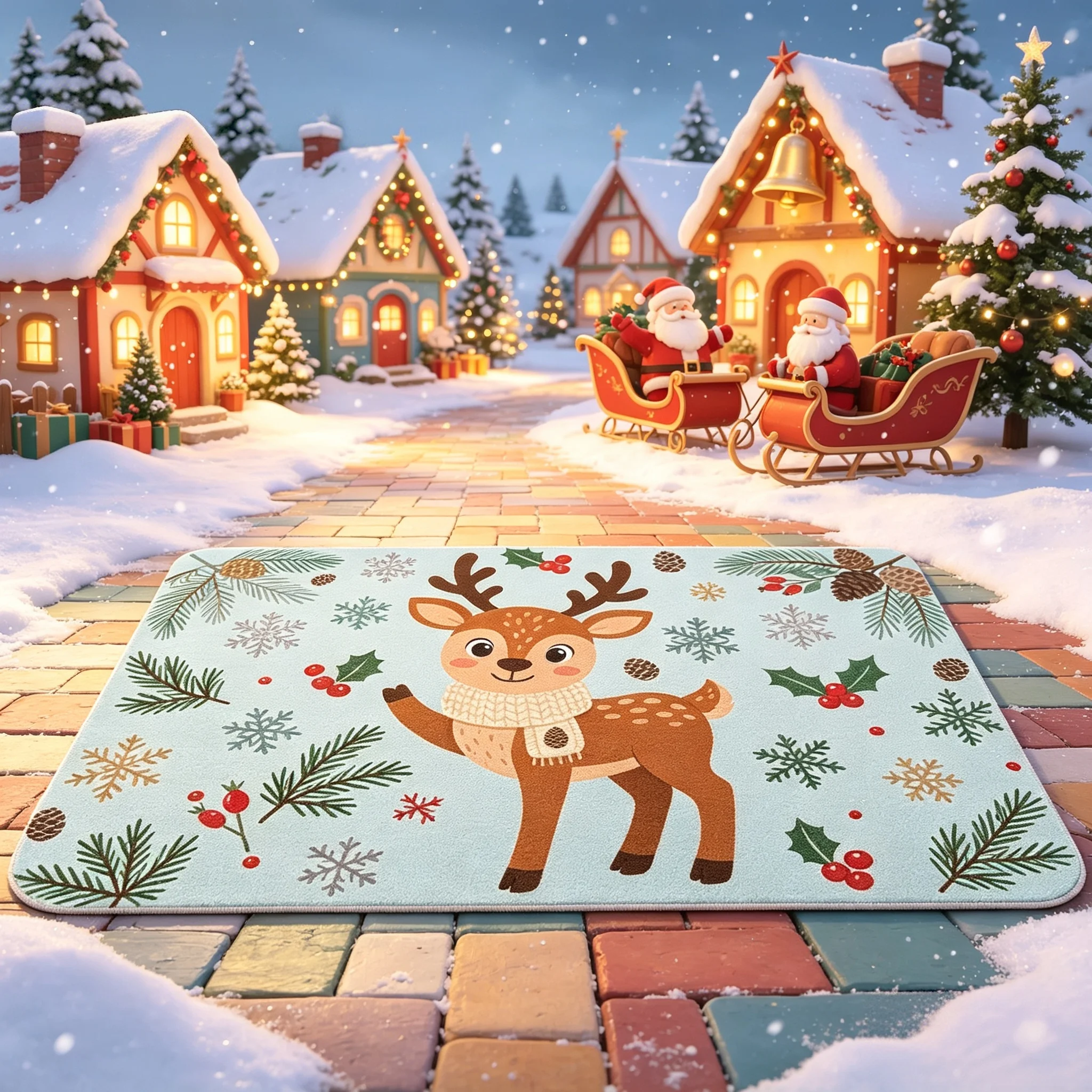 Christmas Home Welcome Rug Green Christmas Puppy Jingle All The Way Print Entrance Indoor Entry Floor Mat Festival House Styling