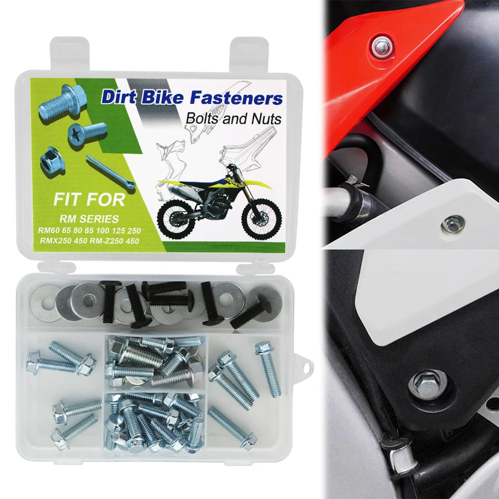 

60 PCS Fender Body Engine Plastic Frame Bolt Kit For Suzuki RM60 RM65 RM80 RM85 RM100 RM125 RM250 RMX250 RMX450Z RM-Z250 RM-Z450