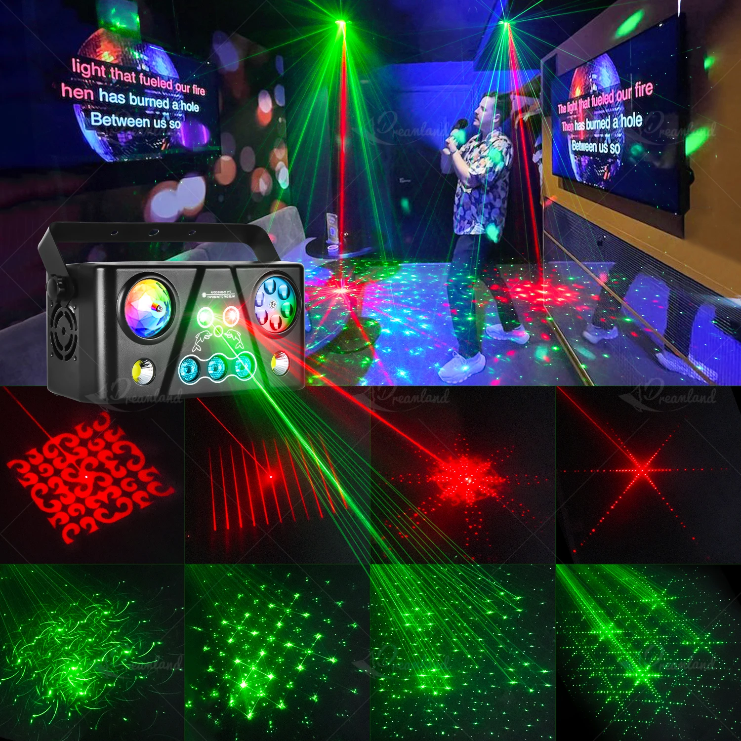 MOKA Home Party Light RGB Led Laser Pattern Strobe Remote DMX Disco Lighting for Wedding Birthday Party