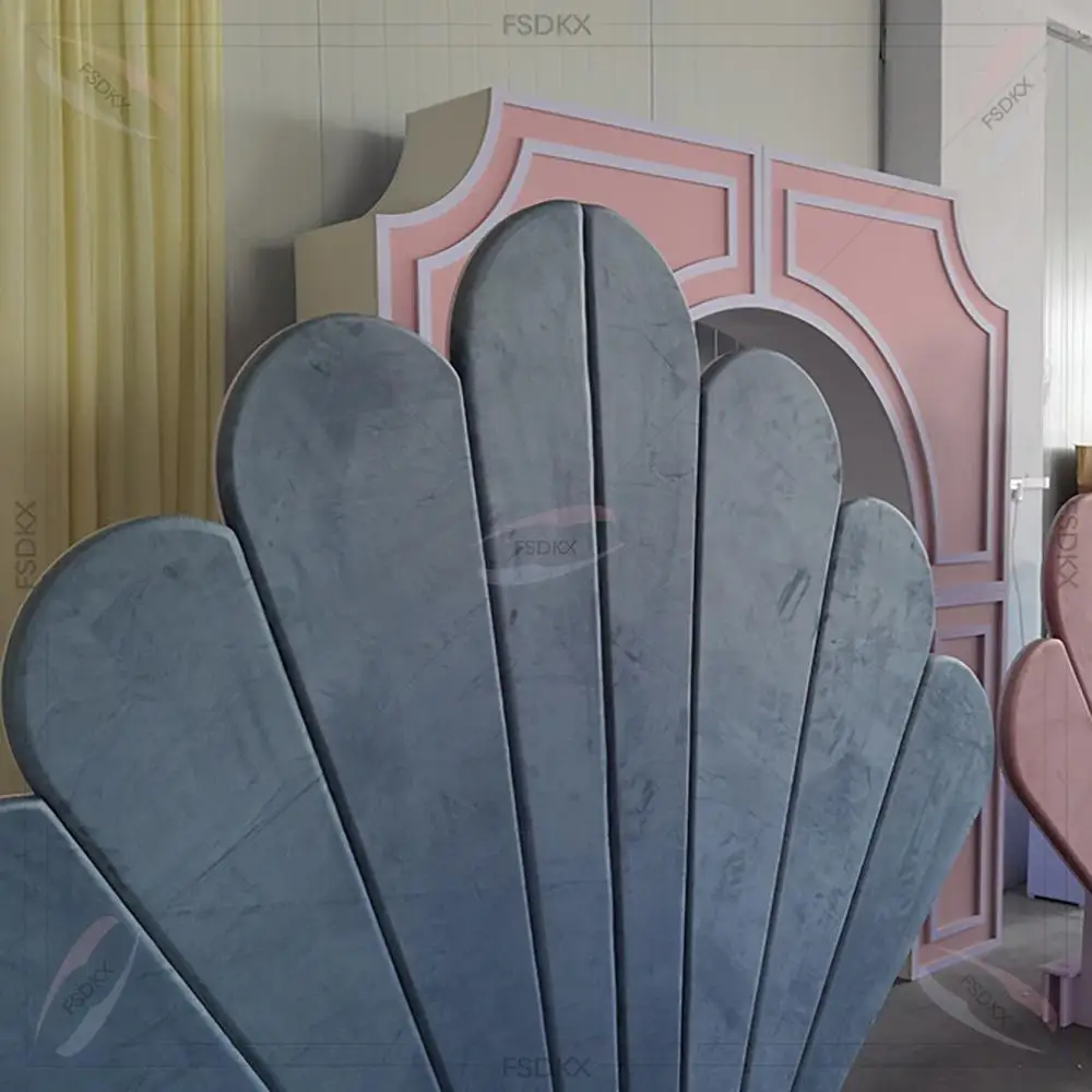 

FSDKX Baby Blue Velvet Backdrop Whole Sale Flower Design Backdrop Event Party Decoration