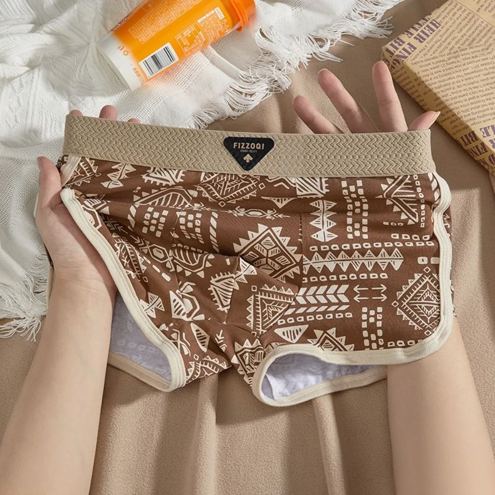 

3Pcs Fashion Plus Size Men's Boxer Briefs Seamless Elastic Underwear for Man Lingerie Mid Waist Printed Panties Gifts