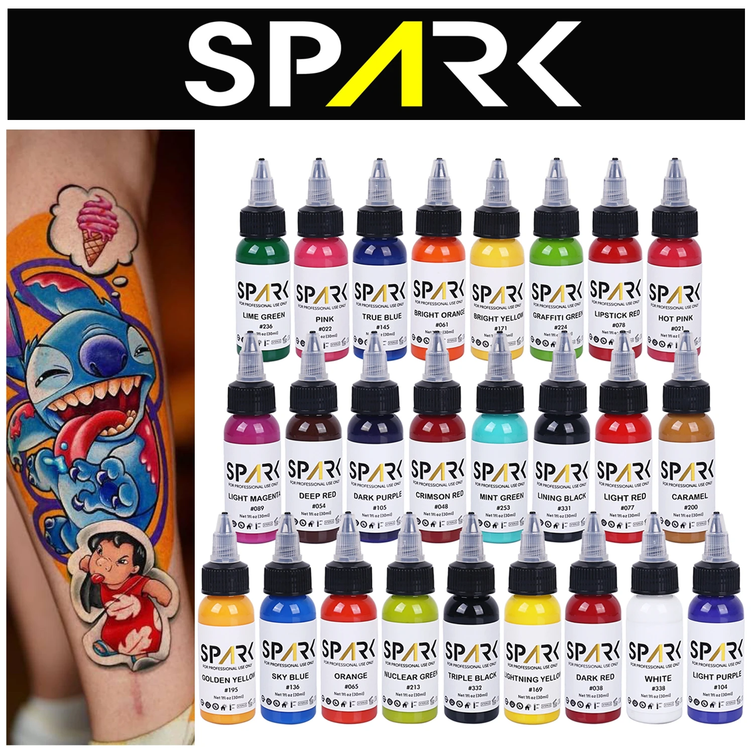 

30 мл чернила для татуировки SPARK, пигмент с коробкой, наборы для татуировок BodyArt, профессиональные красивые краски, принадлежности для макияжа, татуировок, полуперманентные