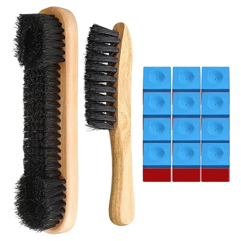 

Billiards Pool Table And Rail Brush Including 12 Pieces Pool Cue Chalk Square Snooker Table Wooden Cleaning Brush Kit