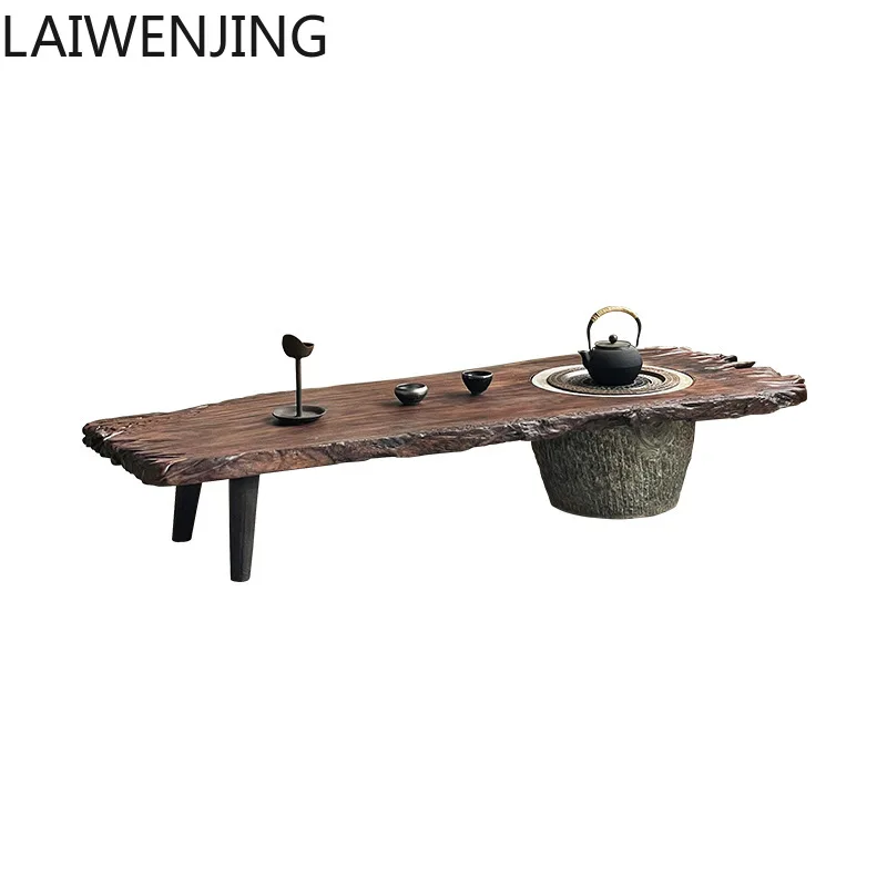 

HLZ wabi-sabi wind log weathering coffee table stone tray tea table B & B courtyard solid wood tea big board low table