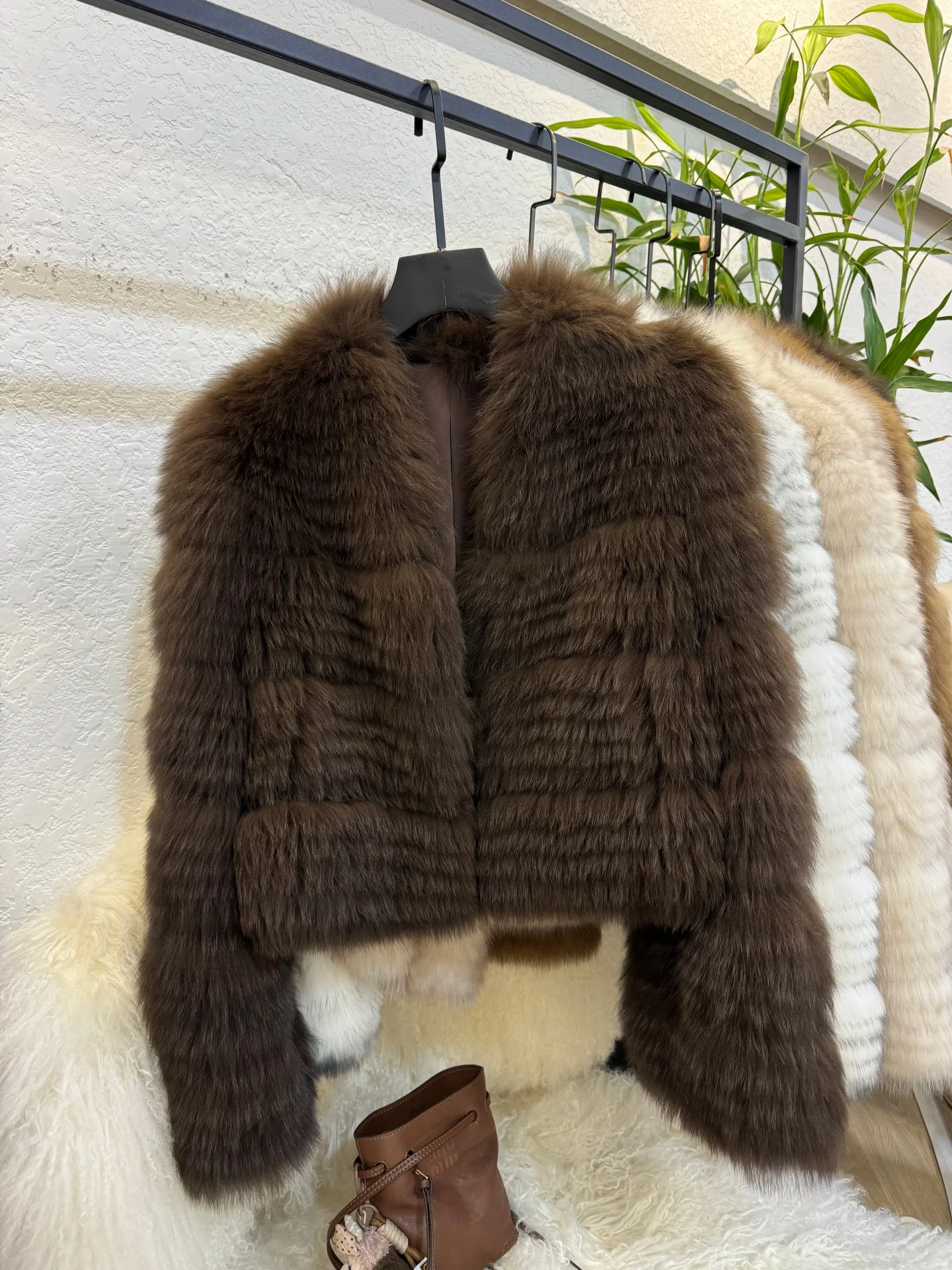 (Fox Beauty) New Patchwork Design Fox Fur Grass Short Jacket