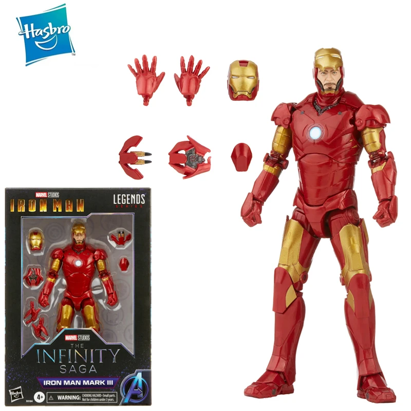 Hasbro-figuras de acción de Marvel, vengadores, Iron Man, Tony Stark, 6 pulgadas, juguetes de cómics, modelo de muñeca coleccionable de PVC