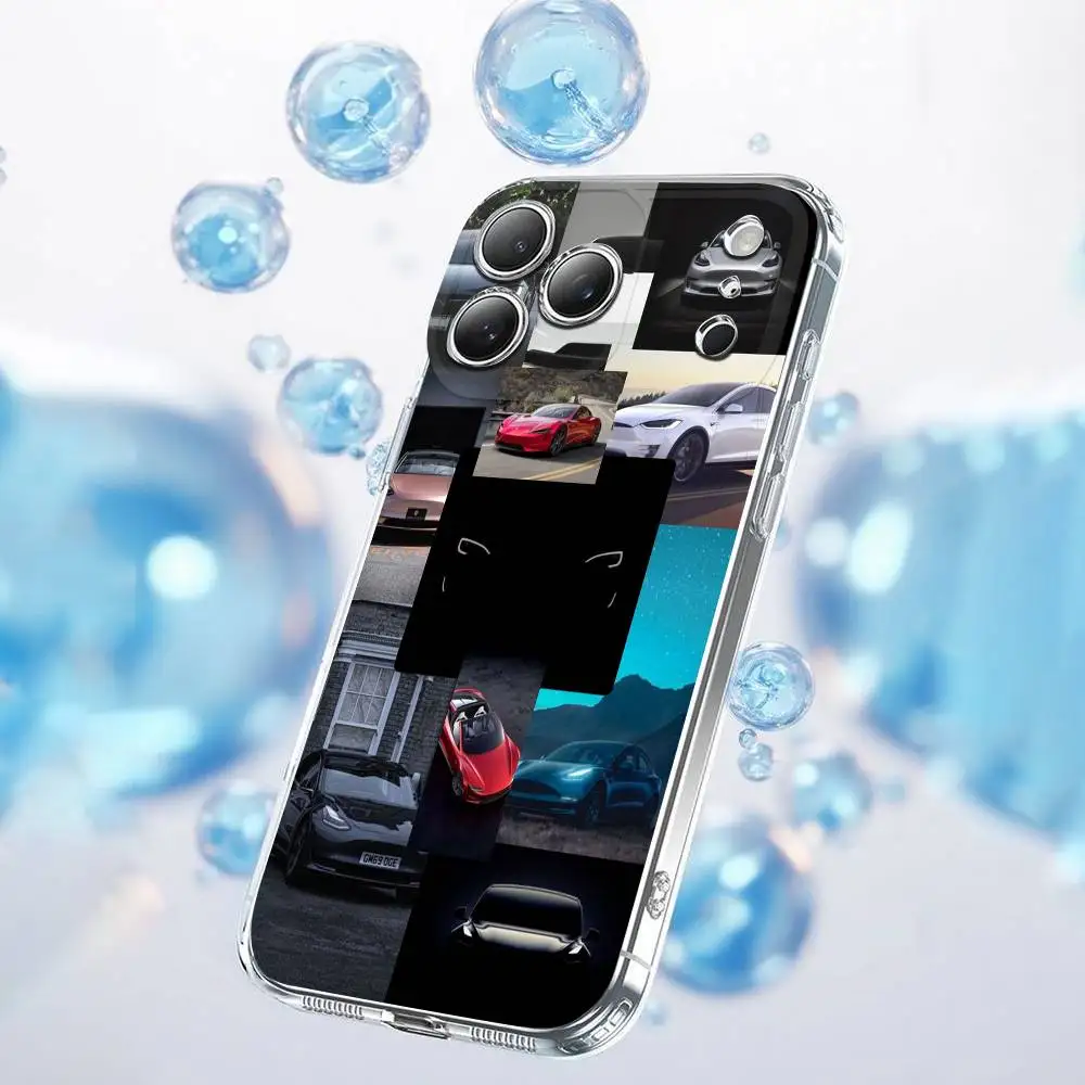 Funda de teléfono para iPhone 17,16,15,14,13,12,11 Plus,Pro,Max,Plus,E,SE4,Air,Mini transparente SUV Car T-TeslaES Truck Cover