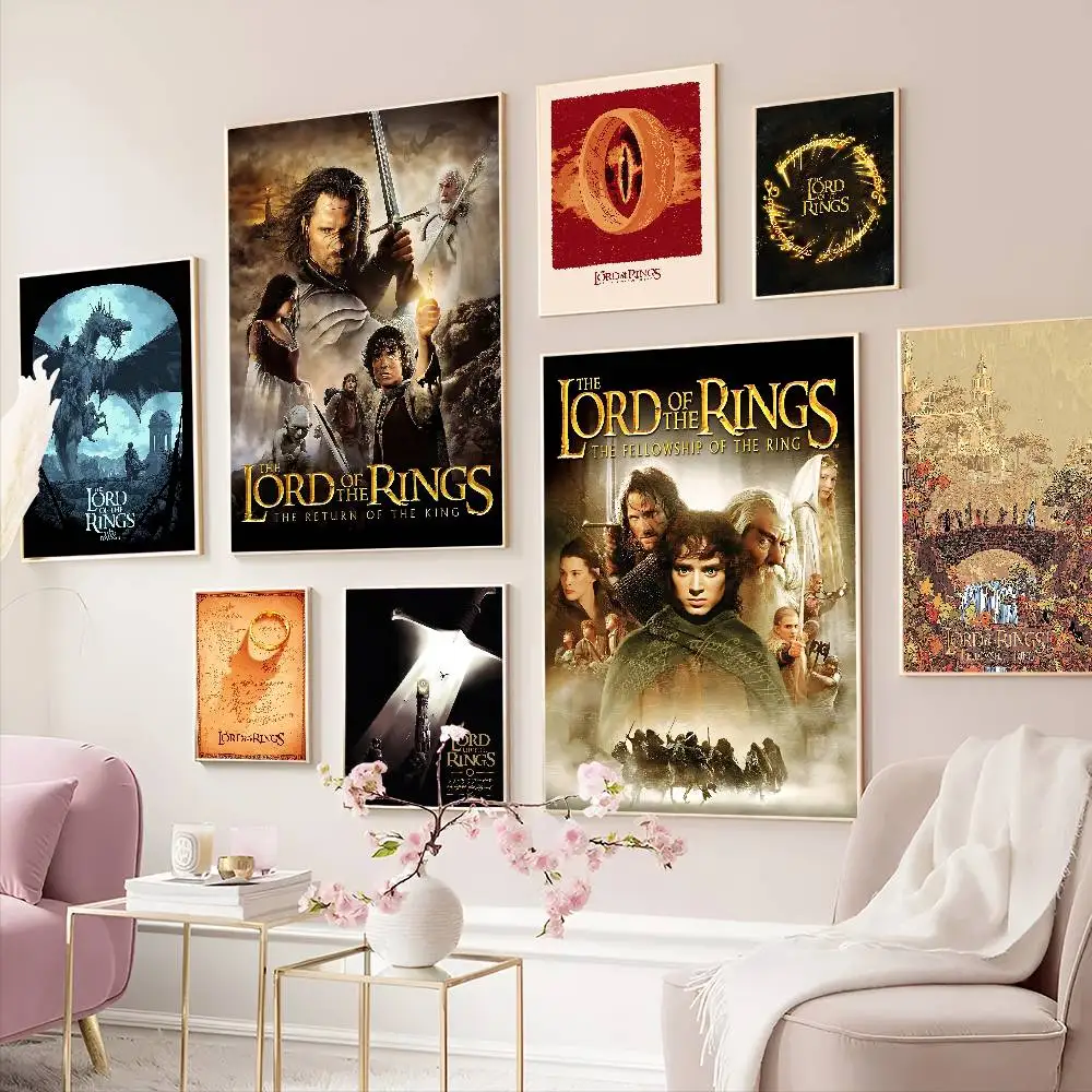 Fantasy Movie L-Lord Of R-Rings Classic Vintage Posters Decoracion Painting Wall Art White Kraft Paper Kawaii Room Decor