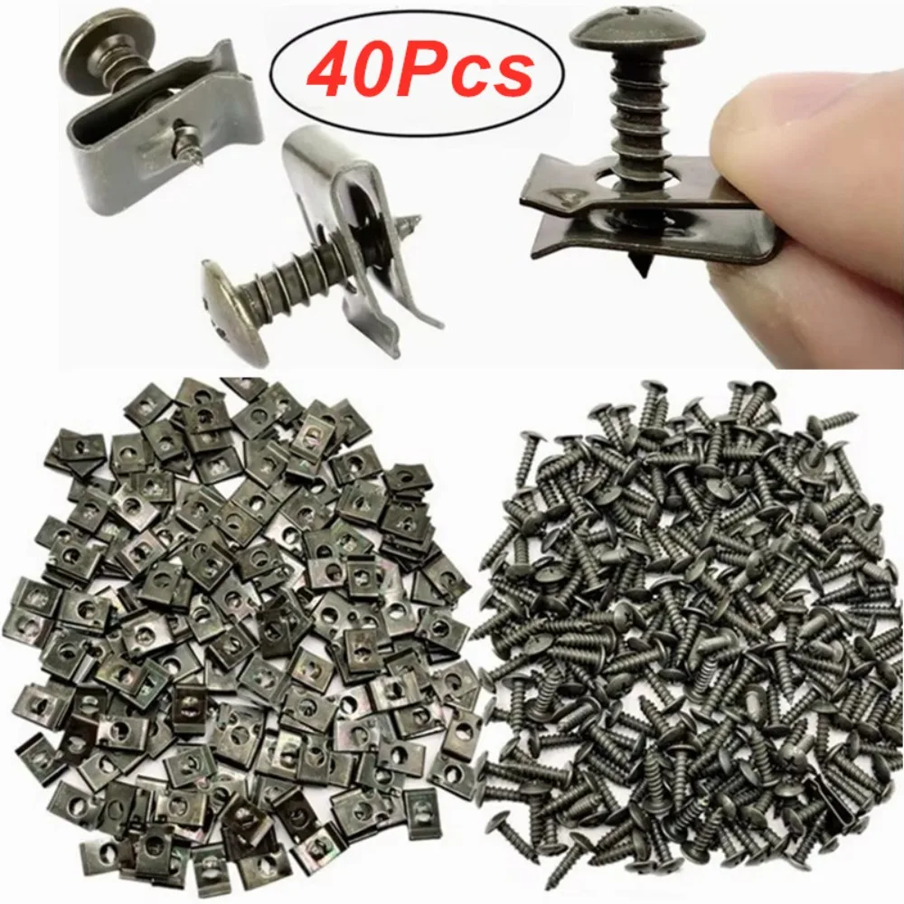 Auto Self-tapping Screw Fasteners Car Metal U-shaped Spacers Self-Tapping Screws Kit Auto Motorcycle Modification Accessories