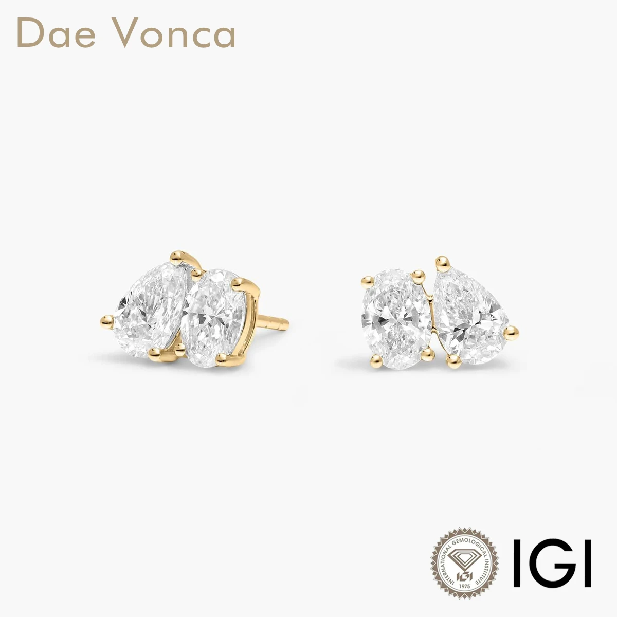 9K/14K/18K Solid Gold Lab Created Diamond Earrings Pear and Oval Cut Lab Diamond Stud Earrings Fine Jewelry For Anniversary Gift