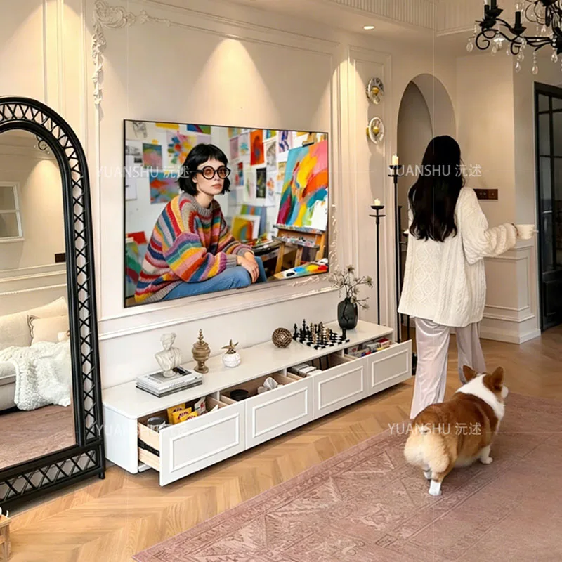 

Wood White Tv Stands Living Room Mobile Modern Display Luxury Drawers Designer Tv Table Universal Muebles Para Tv Home Furniture