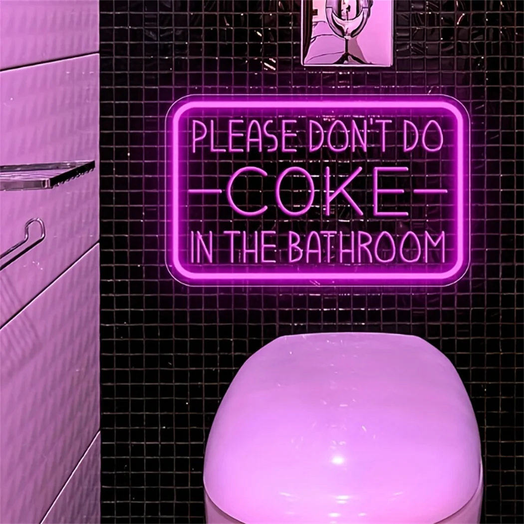 Please Don't Do Coke in The Bathroom Neon Sign for Wall Decor USB Powered LED Neon Light Sign for Party Decor Bathroom Christmas