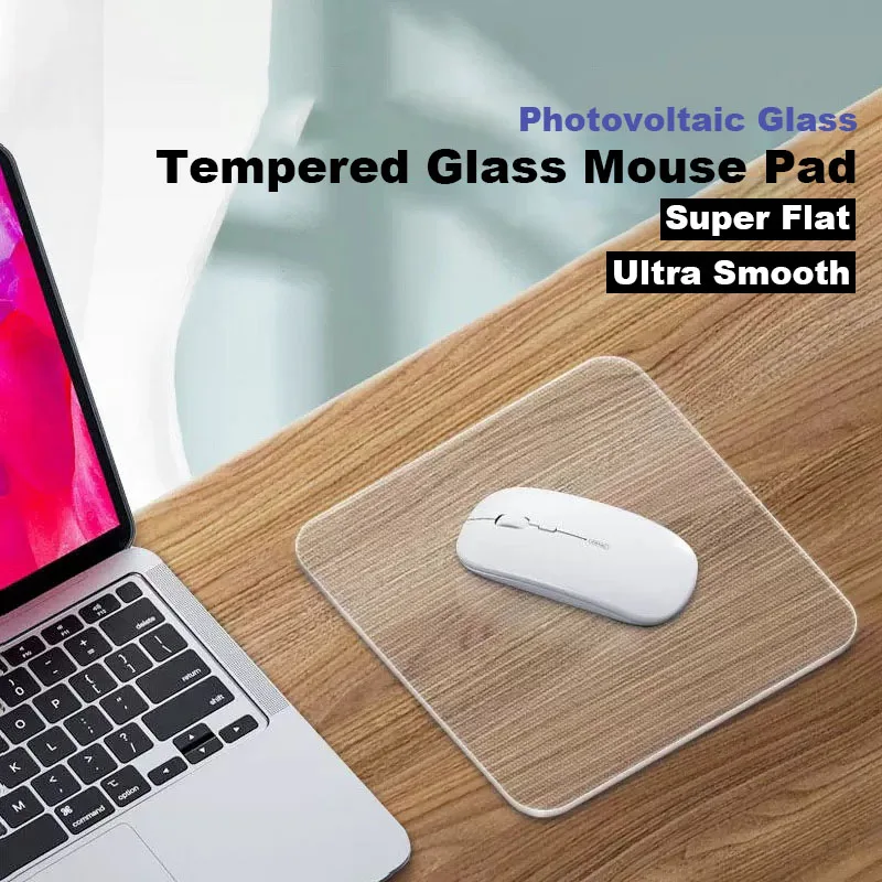 Photovoltaic Glass Mouse Pad,Tempered Glass Mouse Mat,Super Flat and Smooth,Durable,Hard-Wearing