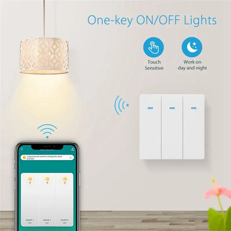 T23C Multifunction Tuya Wifi EU Light Switch Portable Tuya Wifi EU Light Switch Wi-Fi Switch