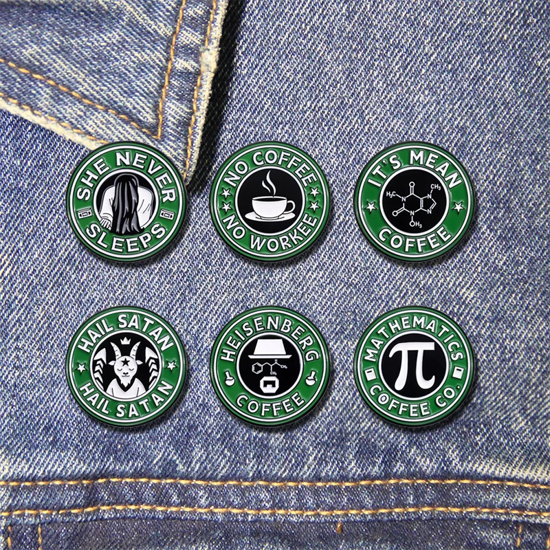 Green Coffee Badge Heisenberg Coffee Chemical Math Brooches Laple Badges Jewelry