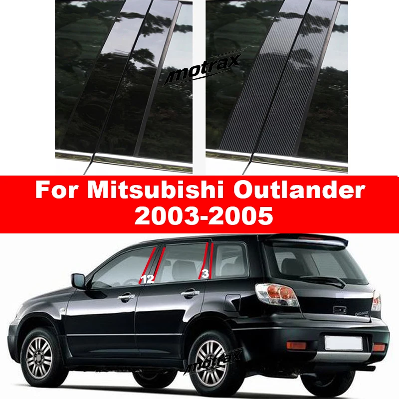 Car Window Center Pillar Trim Strips Vinyl Decals Sticker Exterior Accessories for Mitsubishi Outlander 2003 2004 2005