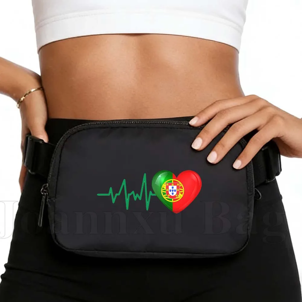 

HEARTBEAT PORTUGAL FLAG Fanny Pack Sports Waist Bag Mobile Bags Portable Fitness Running Girl Women's Gift Man Woman Cycling Bag