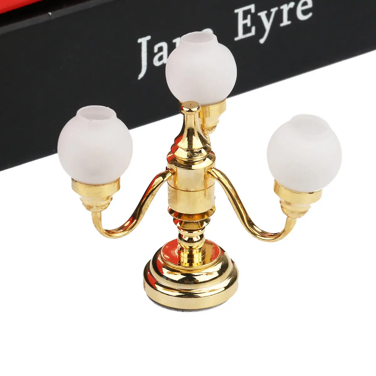 

Miniature 3-Arm LED Ceiling Lamp Energy Efficient Button Battery Round Bowl Shade Easy on Off Magnetic Tape DIY Mini House