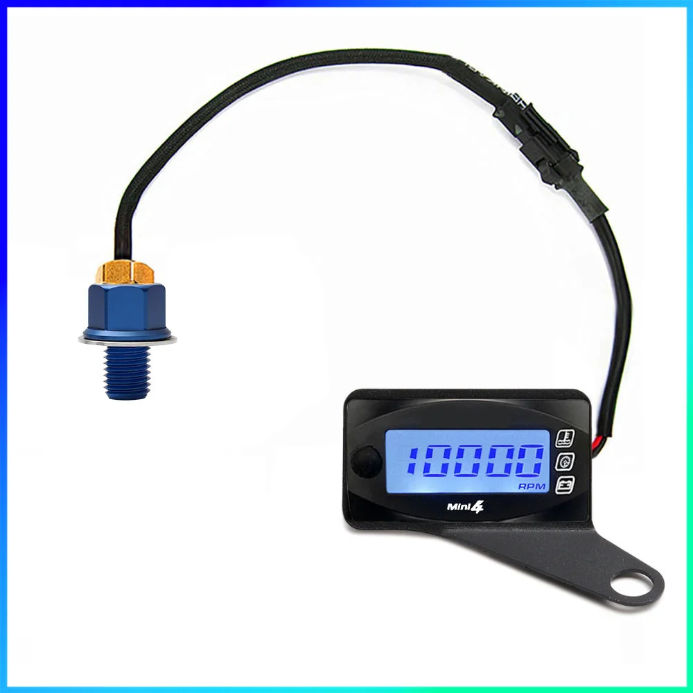 koso Motorcycle mini 4 oil temperature time volt rpm gauge square digital gauge Universal thermometer Accessories with holder