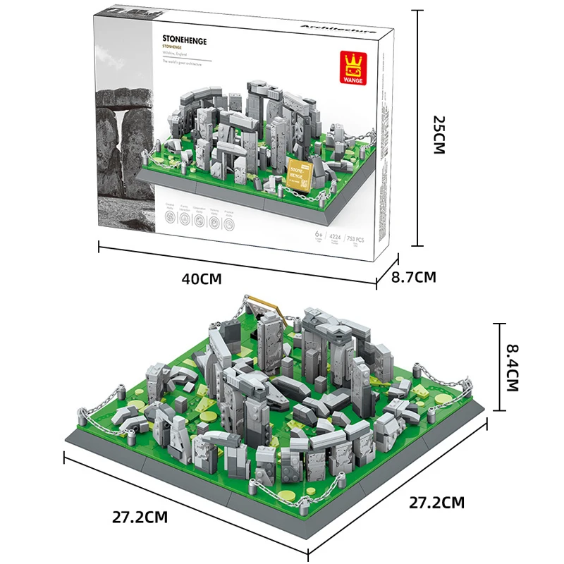 753PCS The Stonehenge Of Wiltshire England Building Blocks World Famous Architecture Bricks City Street View Toys Gifts For Kids