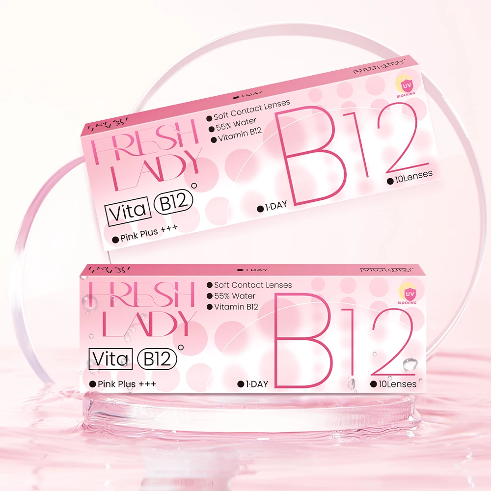 10 peças lentes de contato de 1 dia com dioptrias vitamina b12 bloco uv 55% conteúdo de água diariamente descartáveis alto conforto de uso