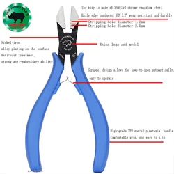 Original Japanese Rhino RHINO Gram Steel YN Oblique Pliers With Stripping Wire YP603 Needle-Nose Pliers Can Cut Steel Wire