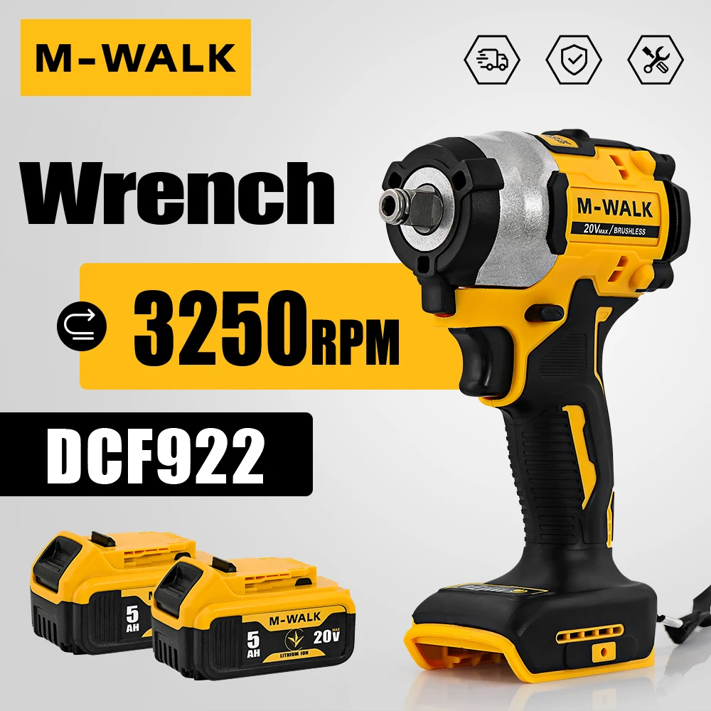 

406N.M Brushless Cordless Electric Impact Wrench Rechargeable Removal Screw Nut Wrench Power Tools For Dewalt 20V Battery Pin