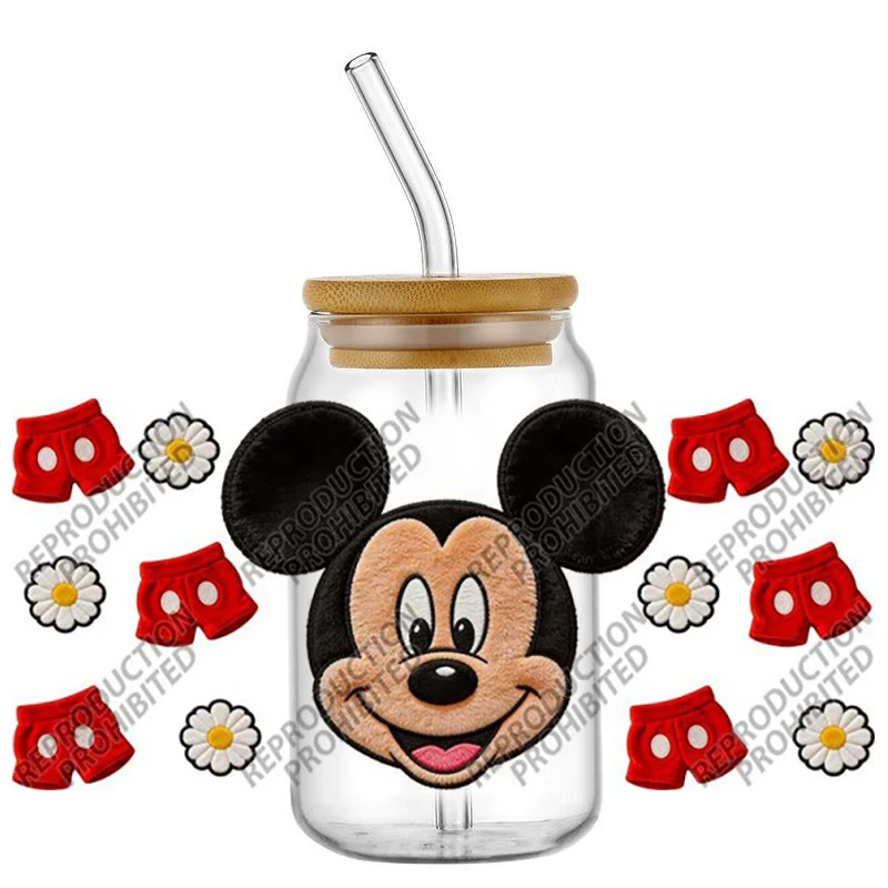 Popular cartoon mouse 16oz UV DTF Sticker Cups Wrap Transfer Sticker Personalize Pattern DIY Sticker Hybrid Design Cup Wraps