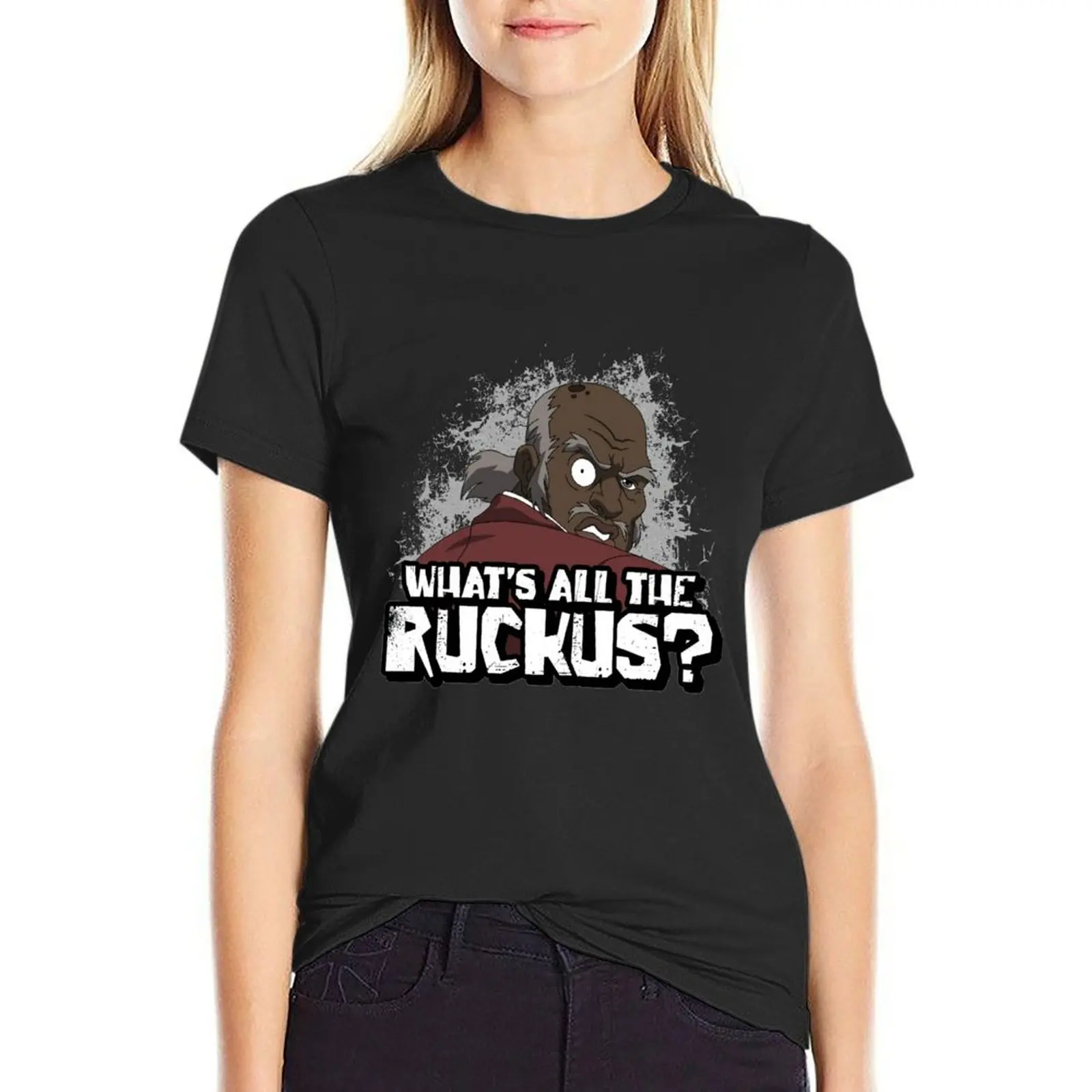 What's all the Ruckus quote The Freeman of The boondocks sitcom camiseta, camisetas de algodón para mujer