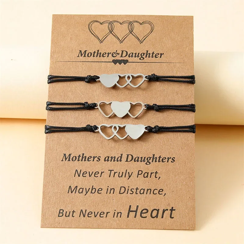 2/3/4/5/6 Pcs Heart-Shaped Braided Card Bracelets for Sisters Couples Best Friends Creative Gift Idea for Women And Girls