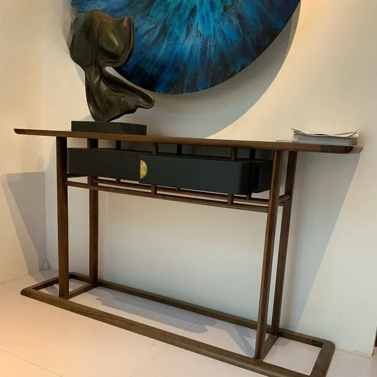 Entrance Modern light luxury solid w ood  with draw ers, ho tel entra nce door, foyer dec oration furn iture