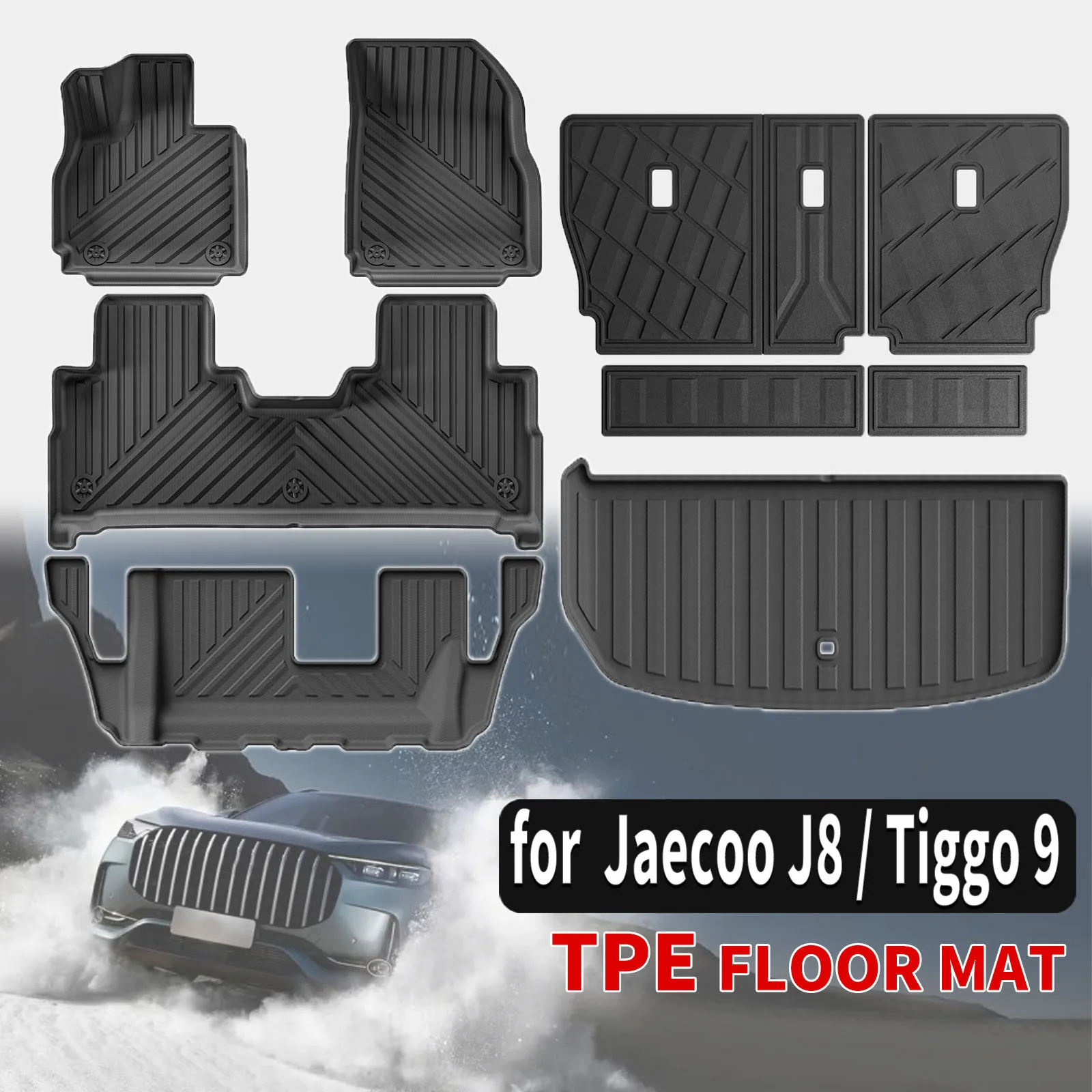 

for Jaecoo J8 Chery Tiggo 9 Custom TPE floor Mats Full Set Eco-Friendly Waterproof All-Weather Floor Liners Accessories