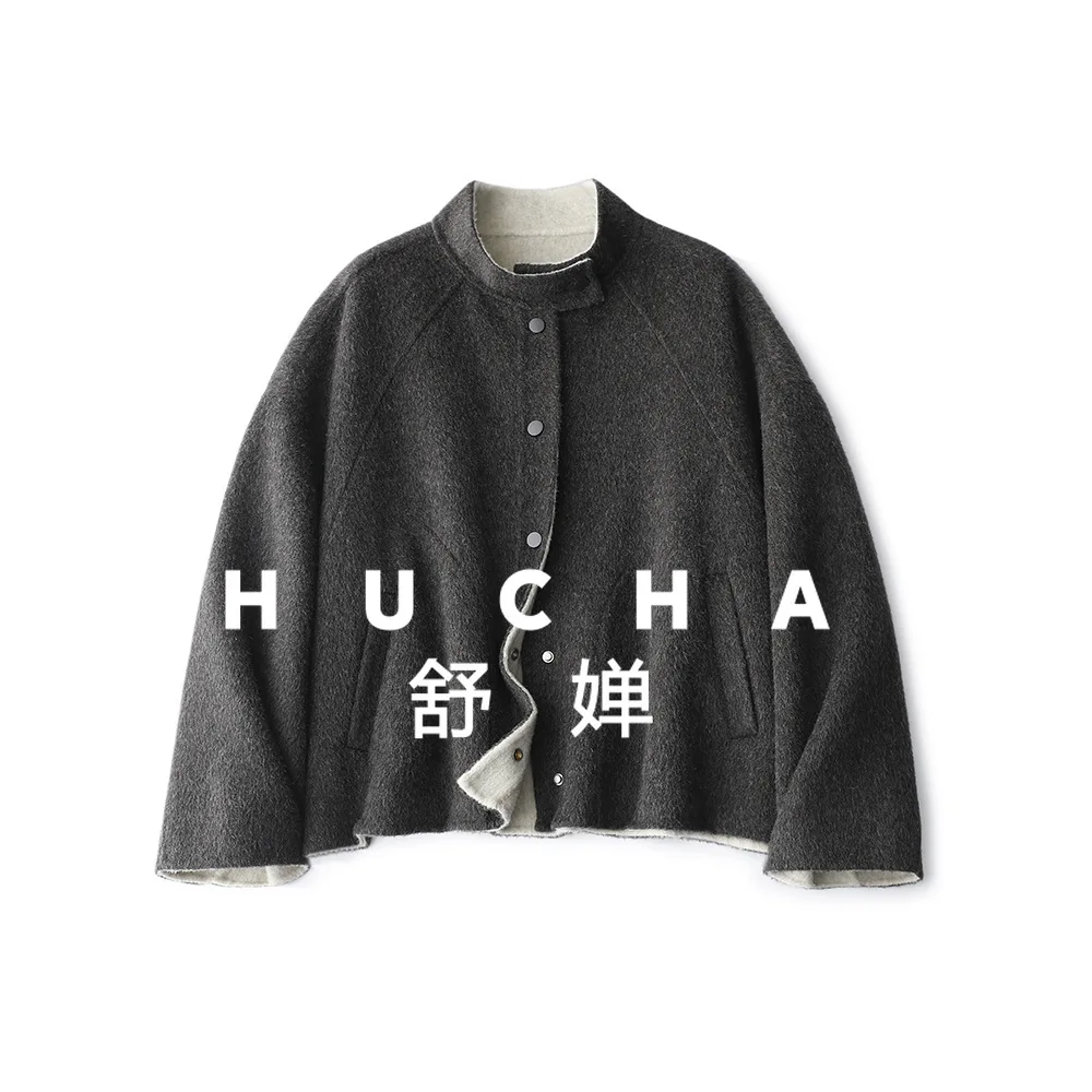 

Wool Double-sided Short Coat Lazy Stand-up Collar Will Breathe Warm Coat Women Casaco Feminino Inverno 2025