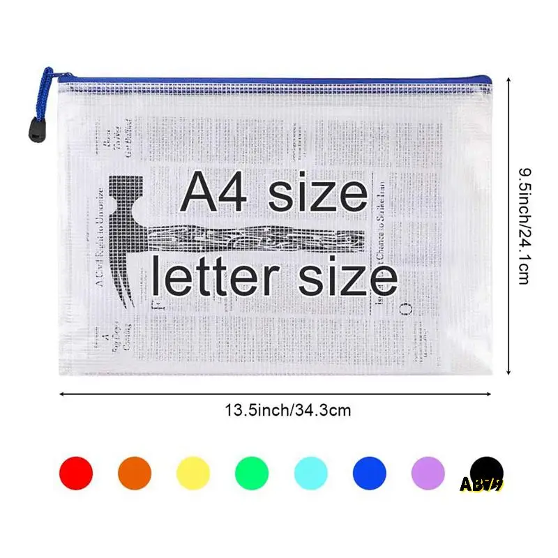 72Pcs 메쉬 지퍼 주머니 문서 가방, 플라스틱 우편 파일 폴더, 문자 크기/A4 크기, 사무용품