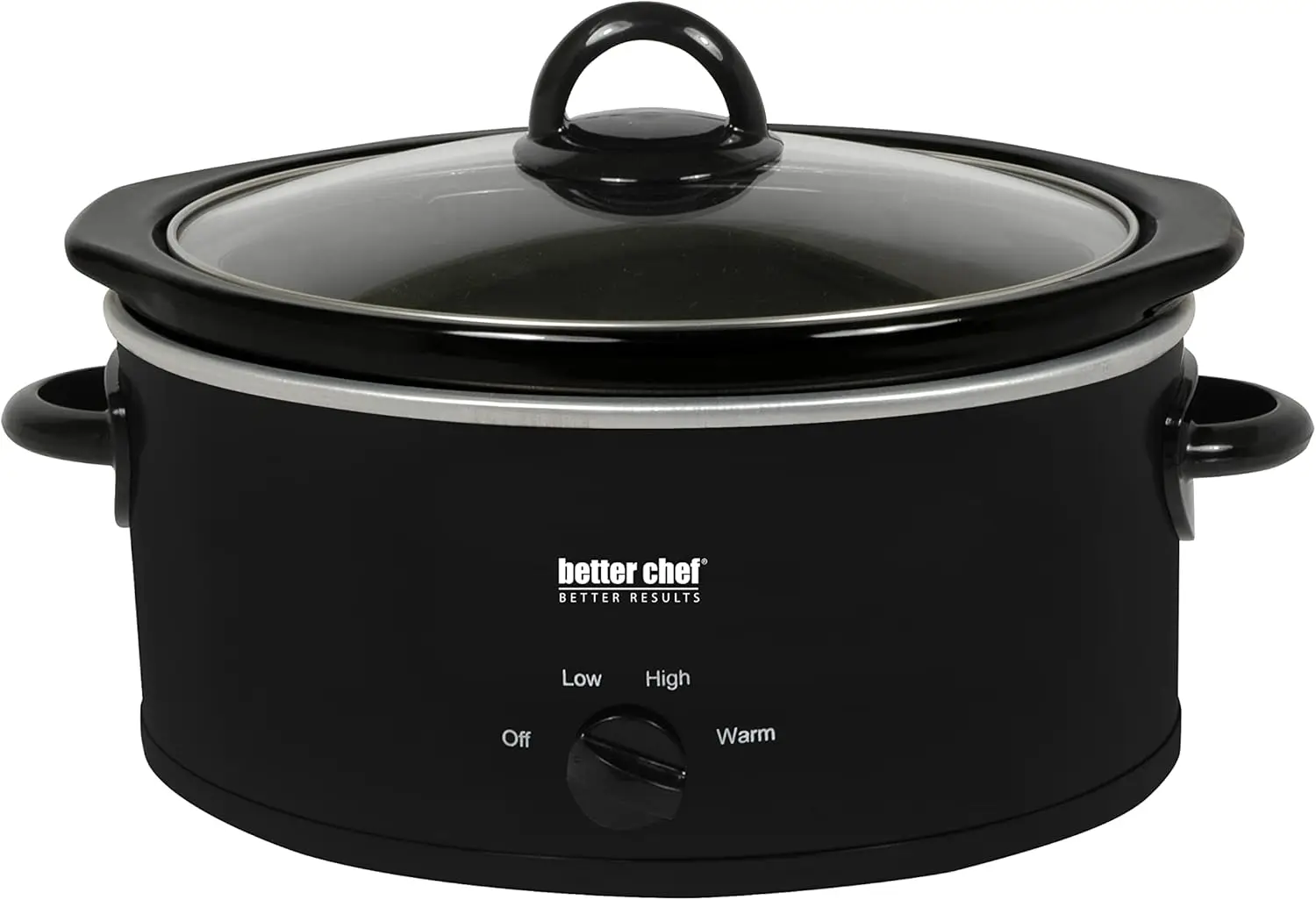 

Oval Slow Cooker 3-Quart 3-Tempature Settings Side Handles Glass Lid Enamel Stoneware Insert (Black)
