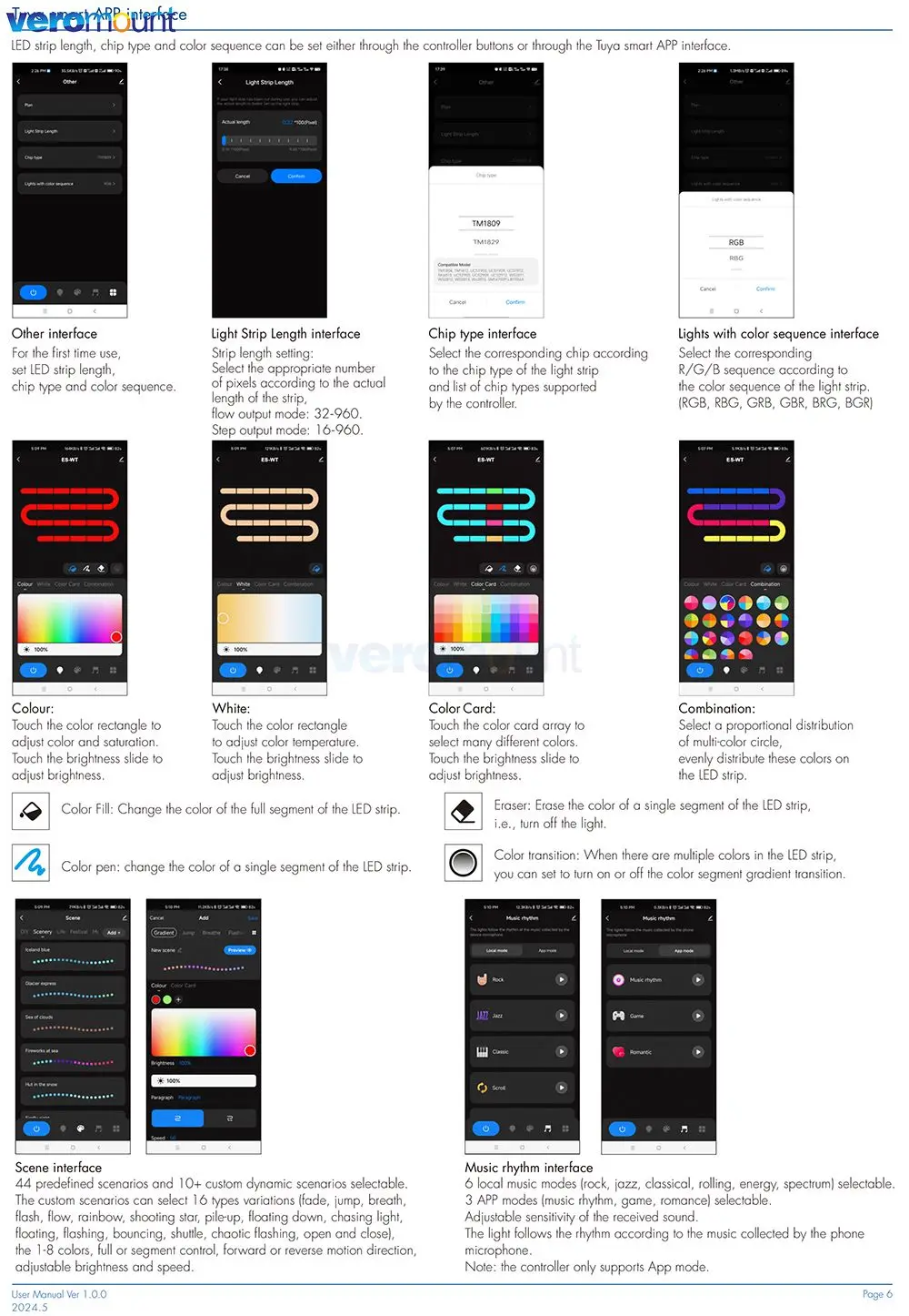 Skydance ES-D ES-DP(WT) Tuya WiFi مستشعر PIR مزدوج + زر ضغط مزدوج وحدة تحكم في ضوء الدرج لشرائط البكسل DC5-24V RGB/White #6