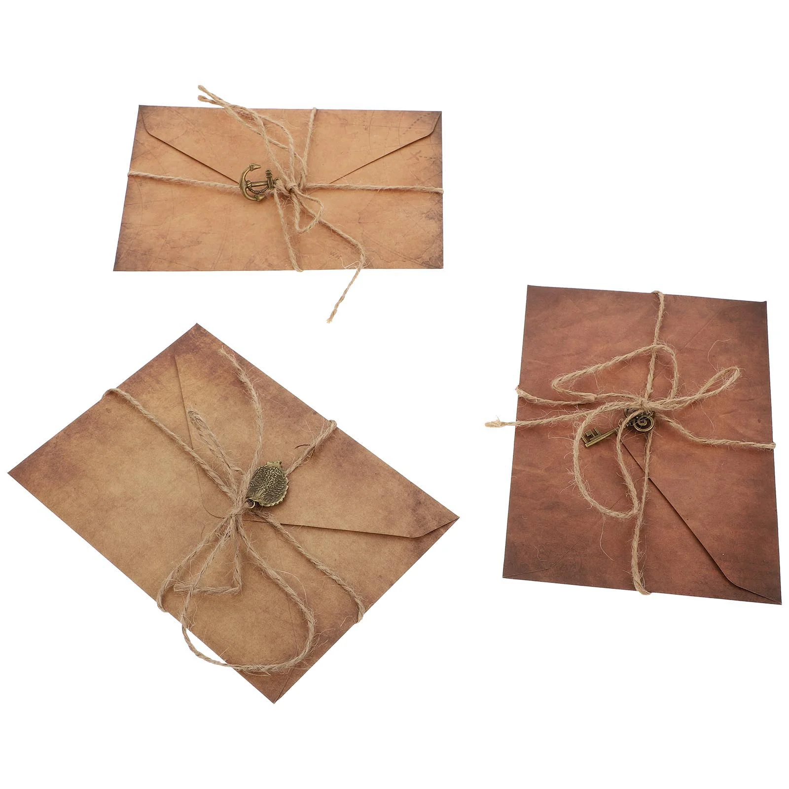 3 Sets Vintage Stationery Envelope Writing Paper and Envelopes Blessing Printing Copper Rope Kraft Retro